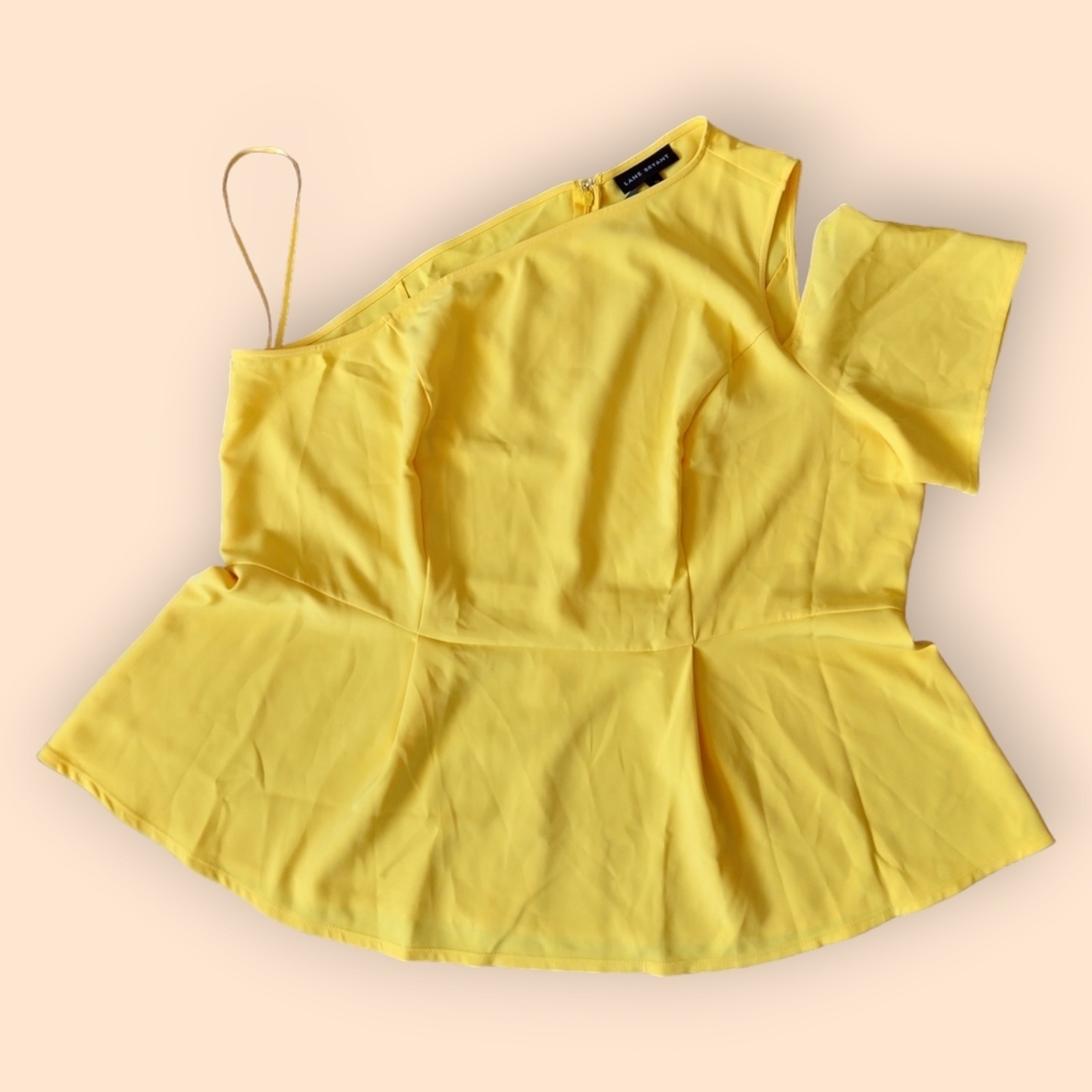 🆕️Lane Bryant Womens Yellow One Shoulder Blouse